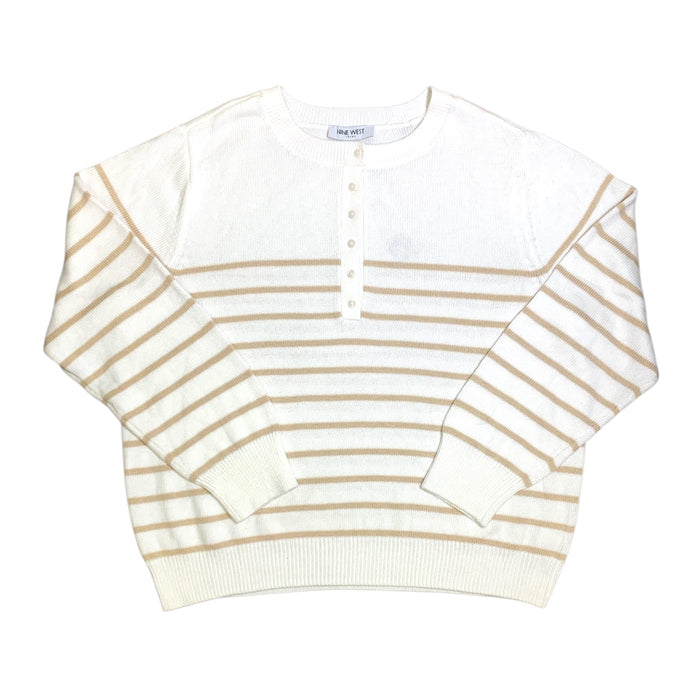Nine West Women's Sweater Henley, Crew Neck, Long Sleeve with Ribbed Cuff