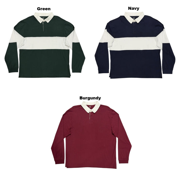 Gap Men's Long Sleeve Classic Fit 100% Cotton Rugby Polo Shirt