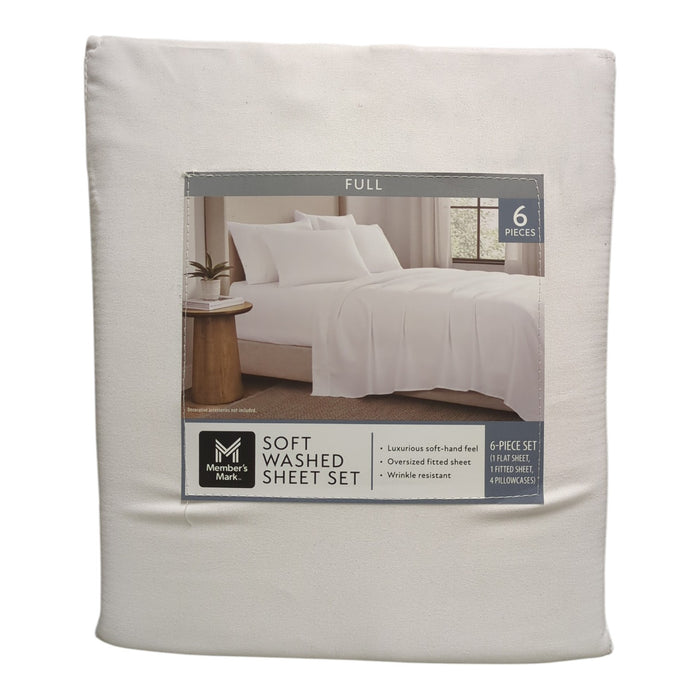 Member's Mark Luxuriously Soft Washed Shrink-Resistant Sheet Set, Full