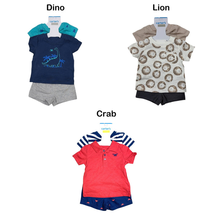 Carter's Boys 3-Piece Short Sleeve Bodysuit Shirt and Short Set