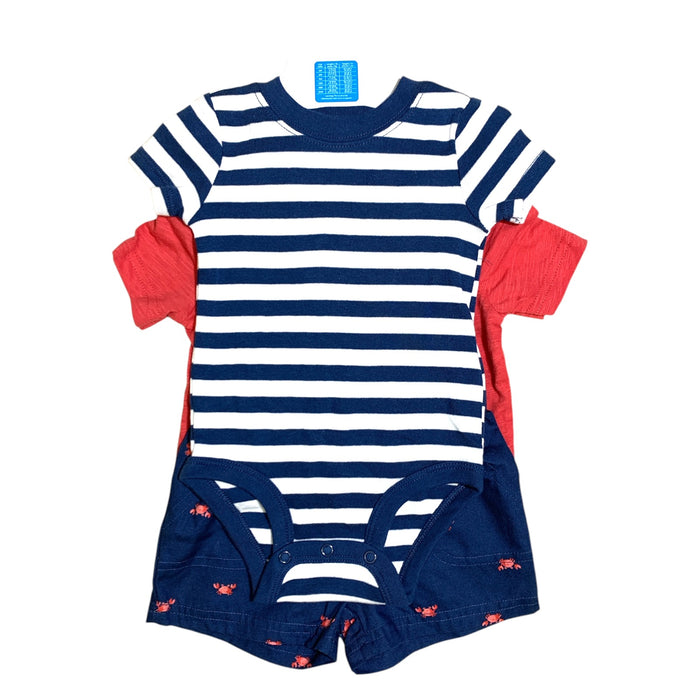 Carter's Boys 3-Piece Short Sleeve Bodysuit Shirt and Short Set