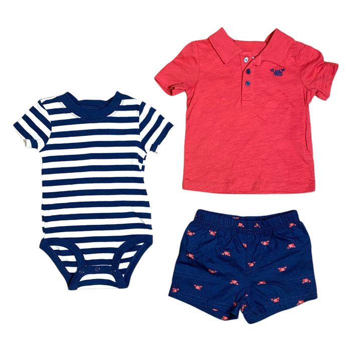 Carter's Boys 3-Piece Short Sleeve Bodysuit Shirt and Short Set