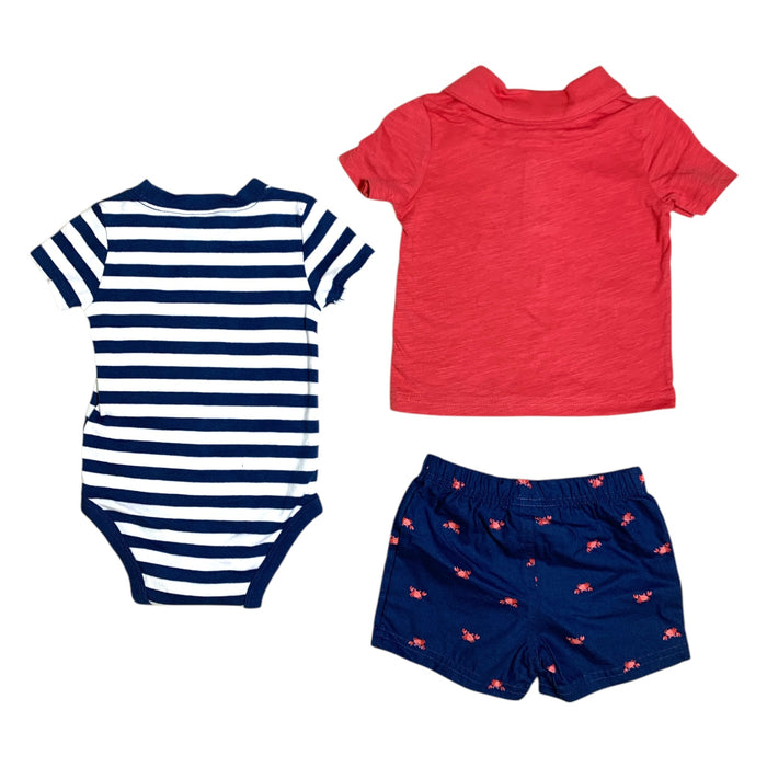 Carter's Boys 3-Piece Short Sleeve Bodysuit Shirt and Short Set