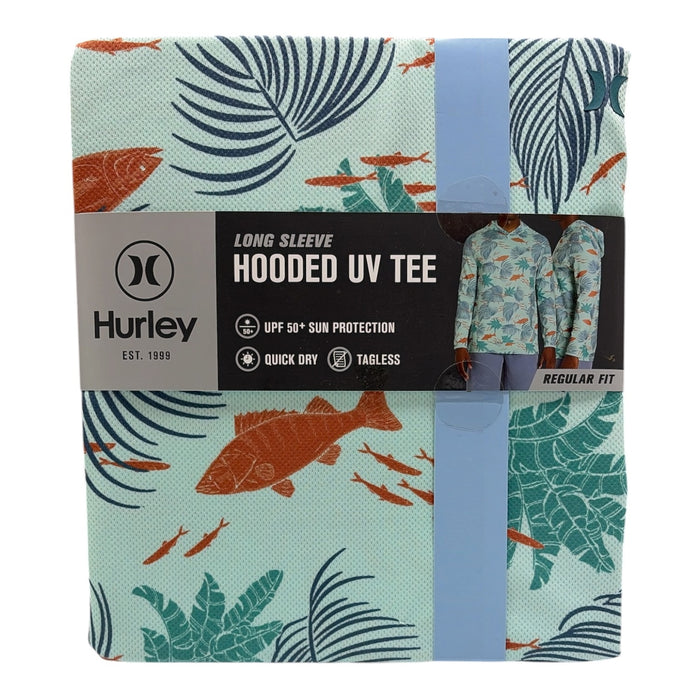 Hurley Men's  Hooded Regular Fit Long Sleeve Quick Dry Mesh UPF 50 Tee