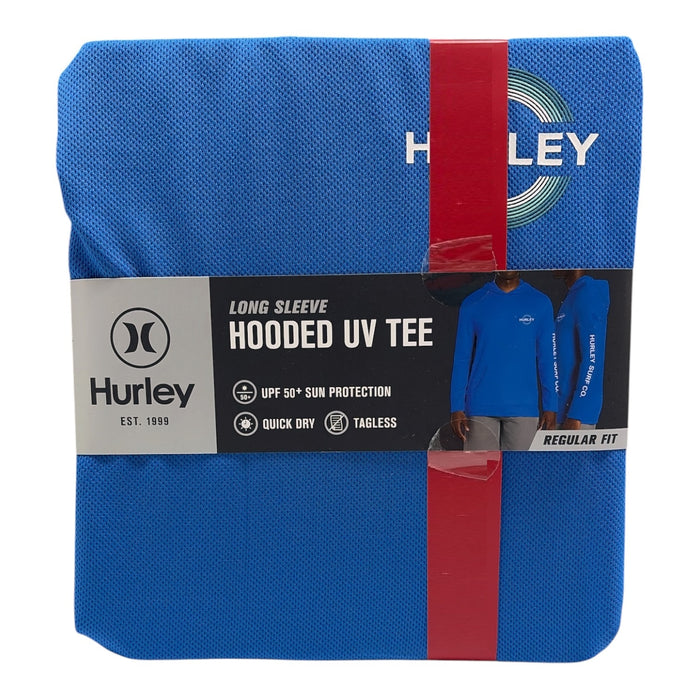 Hurley Men's  Hooded Regular Fit Long Sleeve Quick Dry Mesh UPF 50 Tee