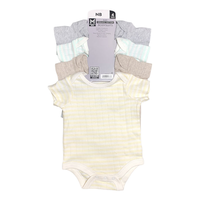 Member's Mark Baby's Organic Cotton Bodysuits, 4 Pack, Long Sleeve, Snap Closure