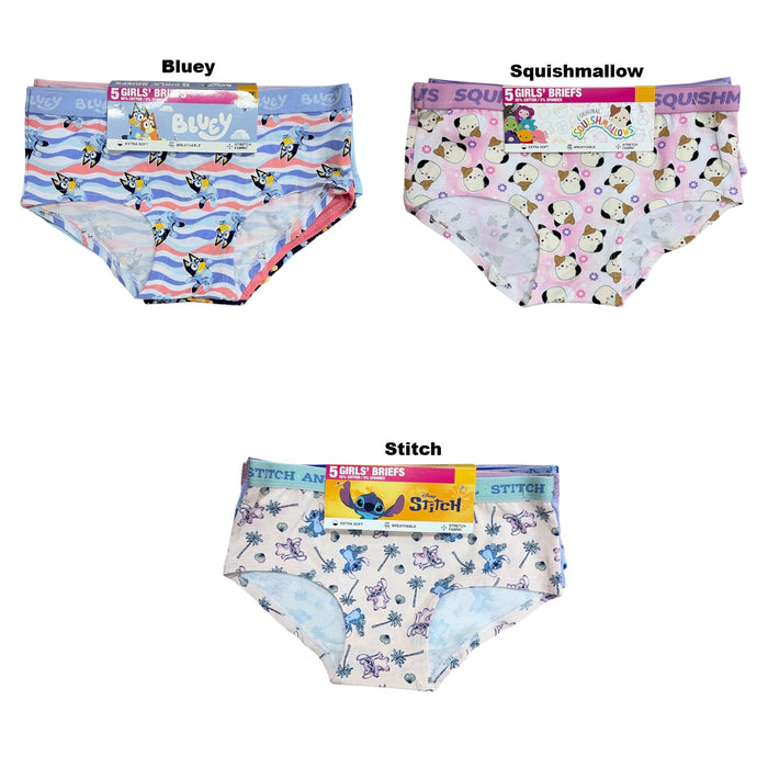 Handcraft Girl's Soft & Breathable Cotton Spandex Character Briefs, 5pk