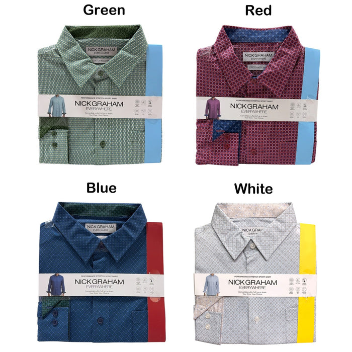 Nick Graham Men's Printed Long Sleeve Woven Shirt