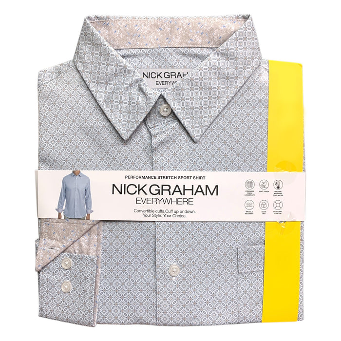 Nick Graham Men's Printed Long Sleeve Woven Shirt