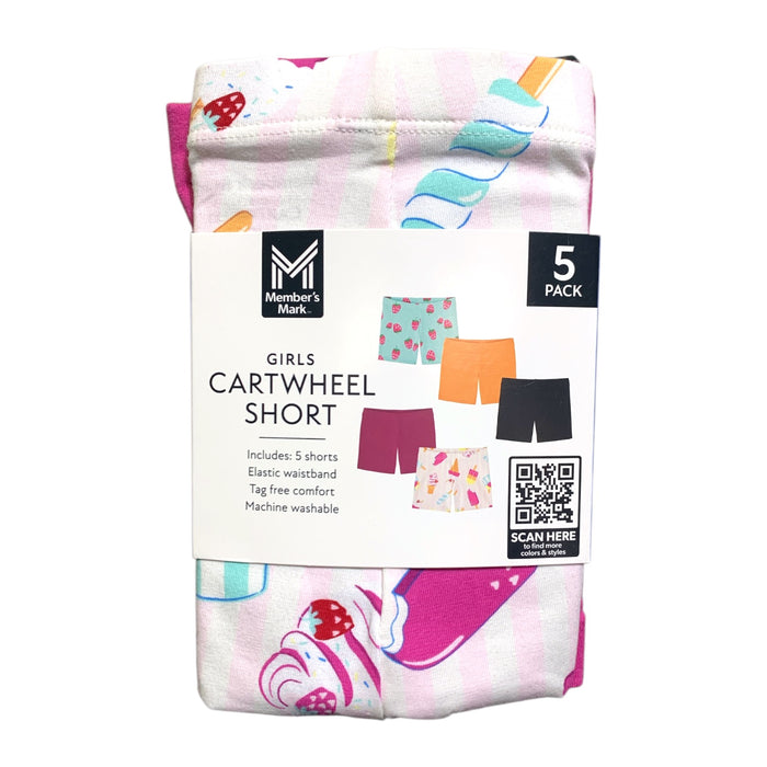 Member's Mark Girl's 5-Pack Cartwheel Short, Elastic Waistband, Tag-Free
