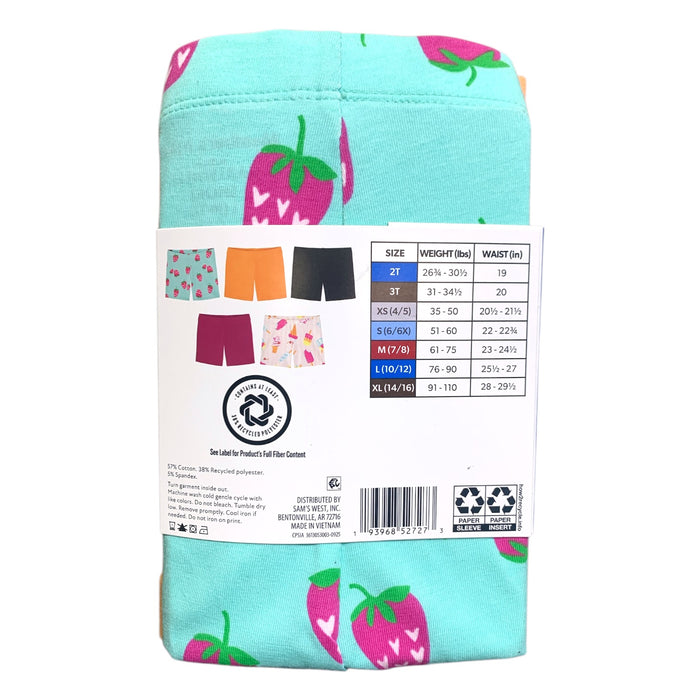 Member's Mark Girl's 5-Pack Cartwheel Short, Elastic Waistband, Tag-Free