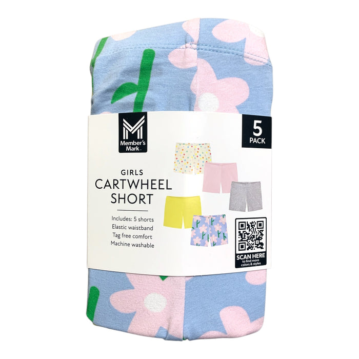 Member's Mark Girl's 5-Pack Cartwheel Short, Elastic Waistband, Tag-Free