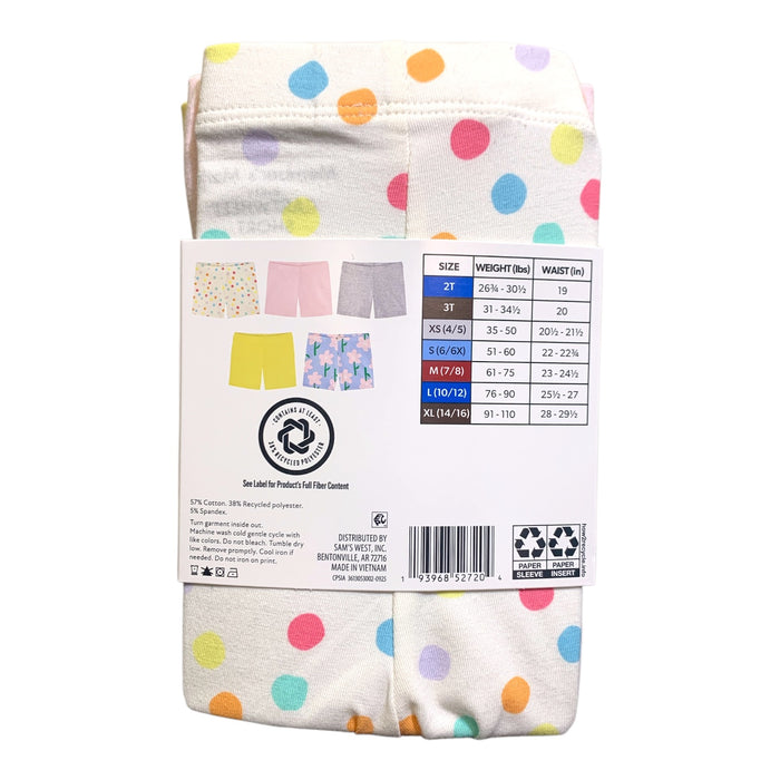 Member's Mark Girl's 5-Pack Cartwheel Short, Elastic Waistband, Tag-Free