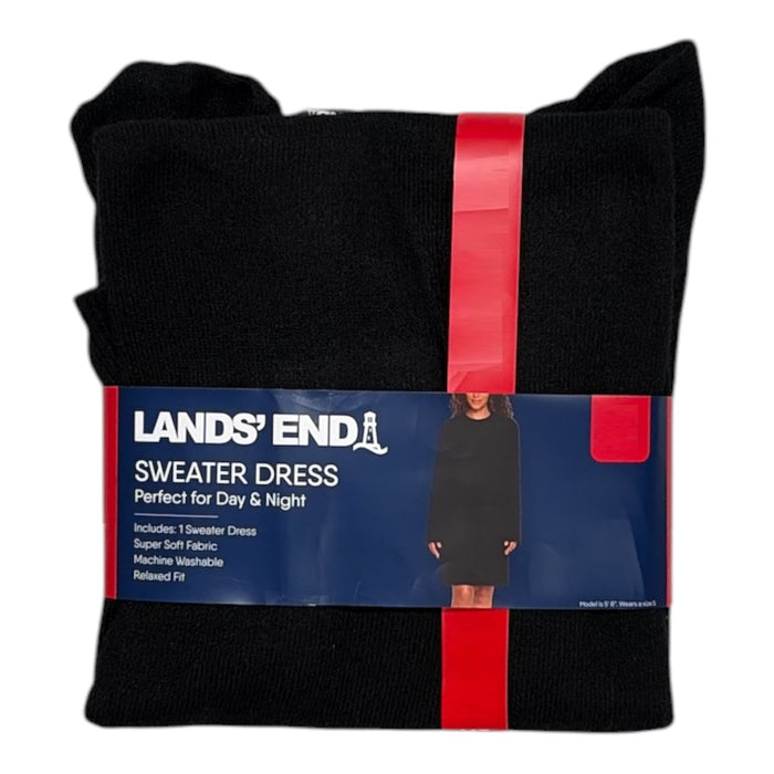 Lands' End Women's Long Sleeve Relaxed Fit Crewneck Sweater Dress