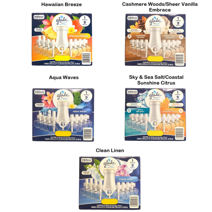 Glade PlugIns Scented Oil Warmers & 9 Refills – 5 Scent Options
