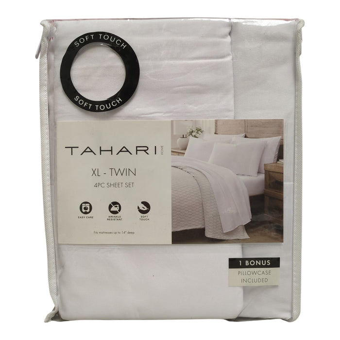 Tahari Home 4-Piece Solid Brushed Microfiber Sheet Set, Twin/TwinXL