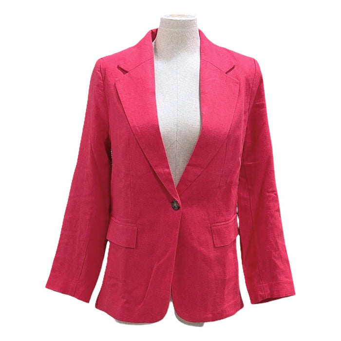 Express Women's Classic Lightweight Boyfriend Fit Linen Blend Blazer