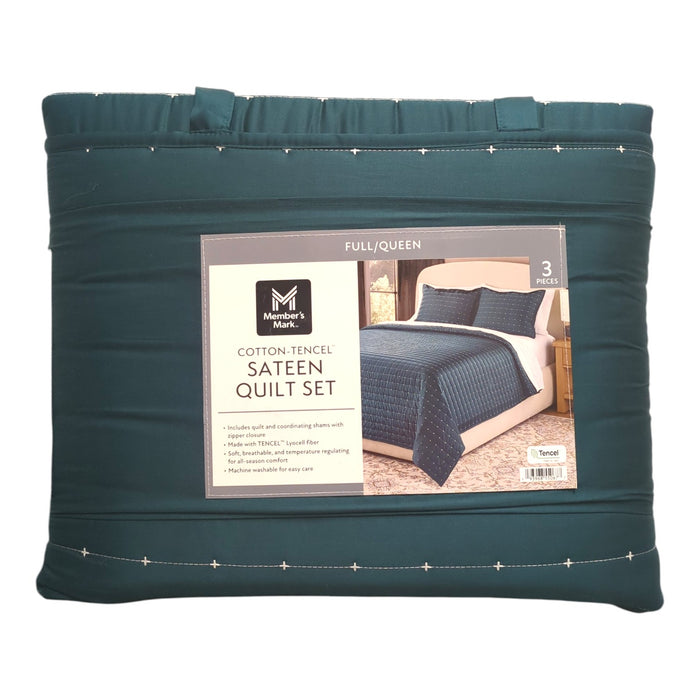 Member’s Mark 3-Piece Cotton-Tencel Sateen Quilt Set, Full/Queen