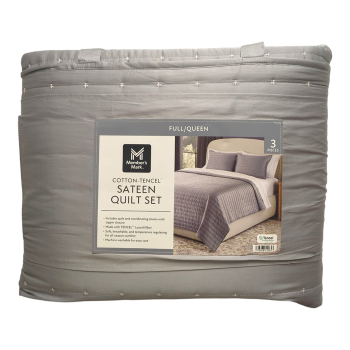 Member’s Mark 3-Piece Cotton-Tencel Sateen Quilt Set, Full/Queen