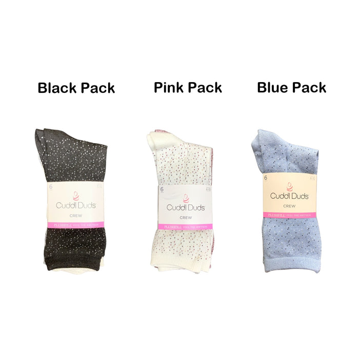 Cuddl Duds Women's Plushfill Crew Sock 6-Pack, One Size