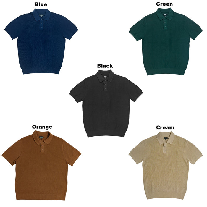 DKNY Men's Short Sleeve Ribbed Knit 3 Button Placket Collared Sweater Polo