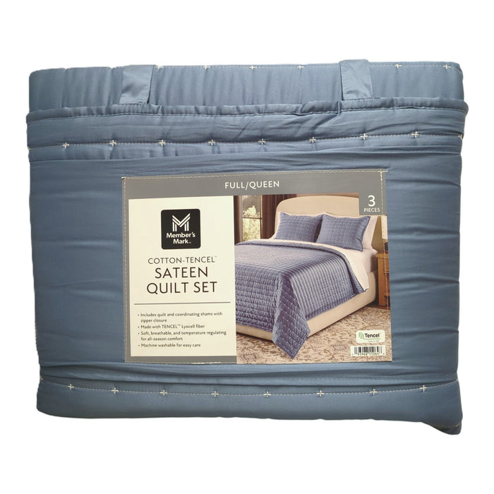 Member’s Mark 3-Piece Cotton-Tencel Sateen Quilt Set, Full/Queen