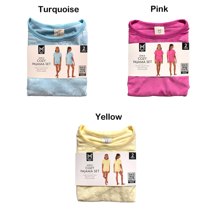 Member's Mark Girl's Cozy Pajama Set, 1 Short Sleeve Top & 1 Short
