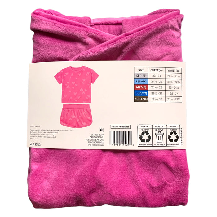 Member's Mark Girl's Cozy Pajama Set, 1 Short Sleeve Top & 1 Short