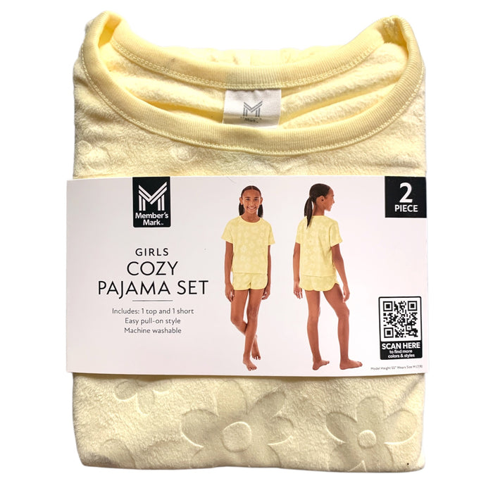 Member's Mark Girl's Cozy Pajama Set, 1 Short Sleeve Top & 1 Short