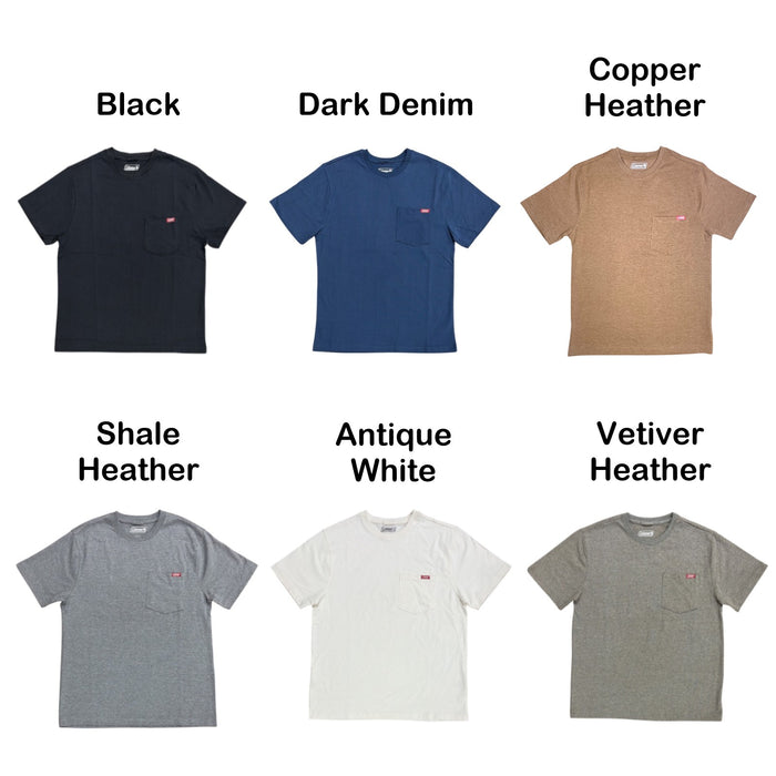 Coleman Men's Heavyweight Cotton Short Sleeve Relaxed Fit Pocket T-Shirt