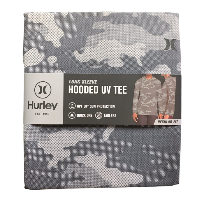 Hurley Men's  Hooded Regular Fit Long Sleeve Quick Dry Mesh UPF 50 Tee