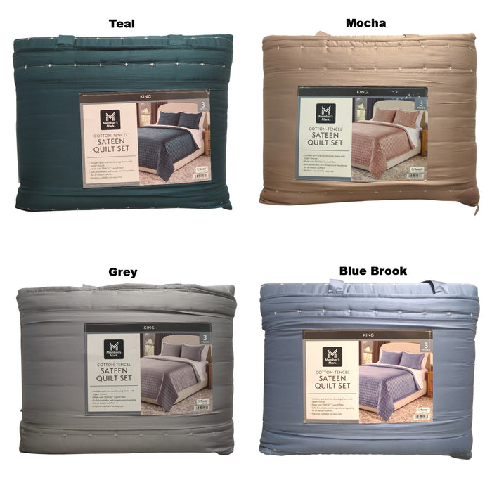 Member’s Mark 3-Piece Cotton-Tencel Sateen Quilt Set, King
