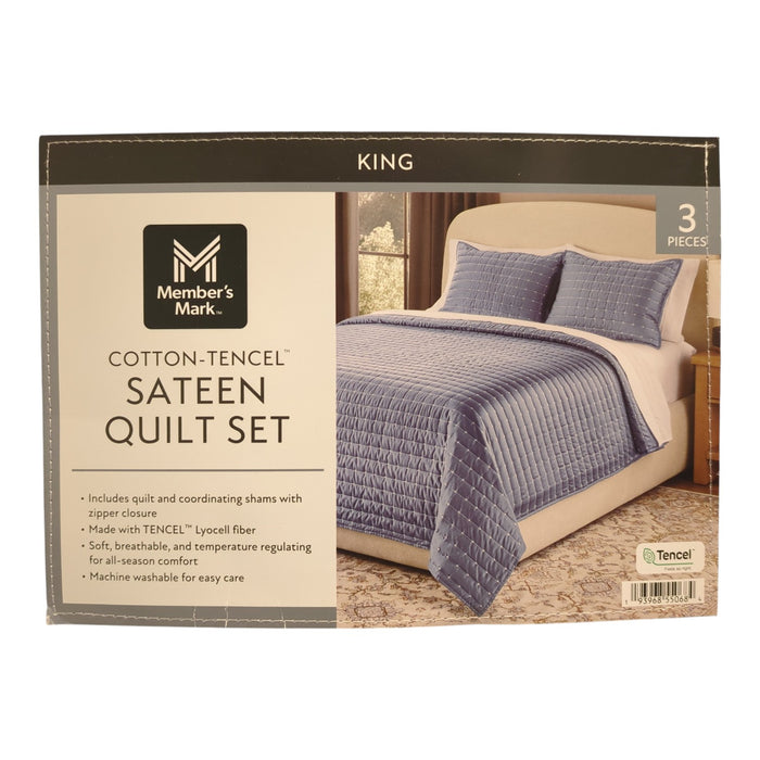 Member’s Mark 3-Piece Cotton-Tencel Sateen Quilt Set, King