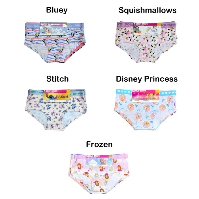 Handcraft Girl's Soft & Breathable Cotton Spandex Character Briefs, 5pk