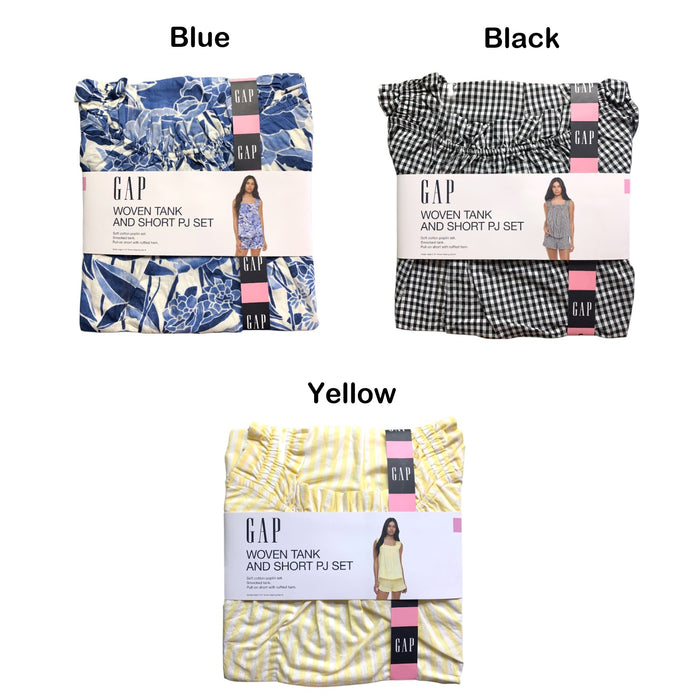 Gap Women's Woven Tank and Short PJ Set, Soft Cotton Smocked Top & Pull-on Short
