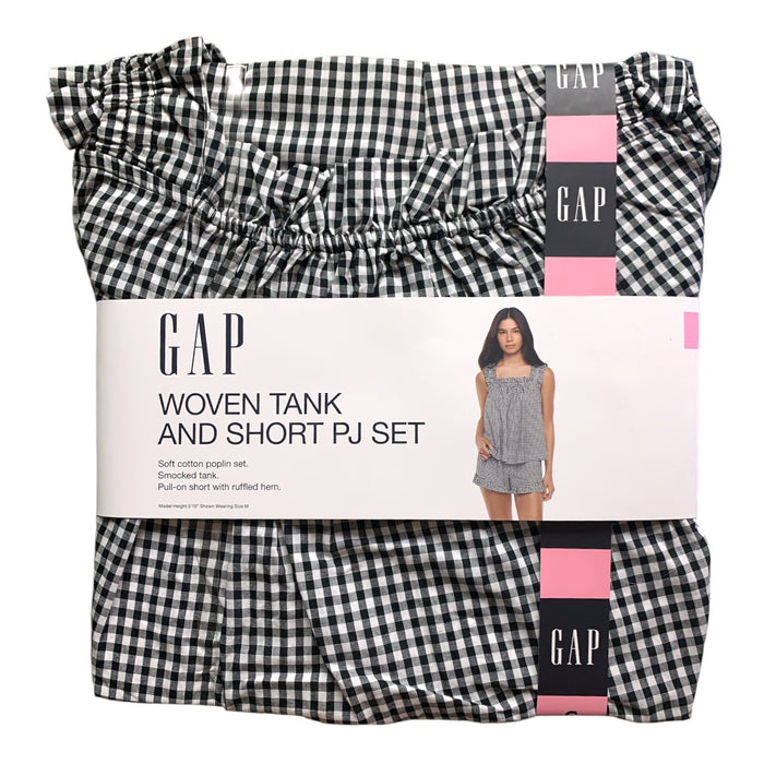 Gap Women's Woven Tank and Short PJ Set, Soft Cotton Smocked Top & Pull-on Short
