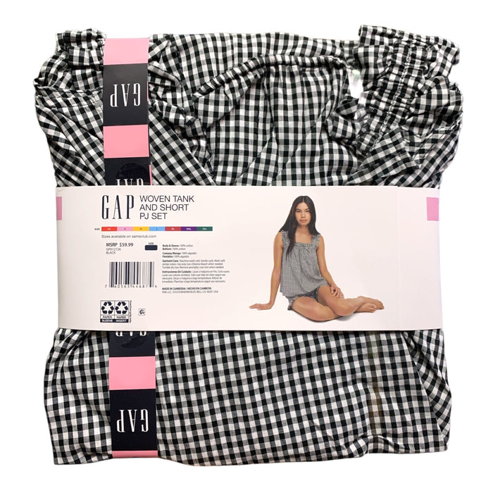Gap Women's Woven Tank and Short PJ Set, Soft Cotton Smocked Top & Pull-on Short