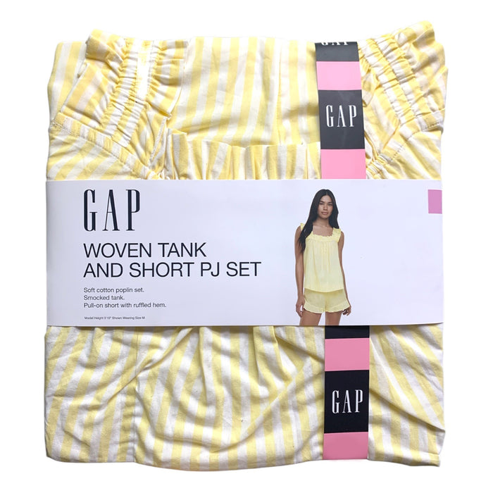 Gap Women's Woven Tank and Short PJ Set, Soft Cotton Smocked Top & Pull-on Short