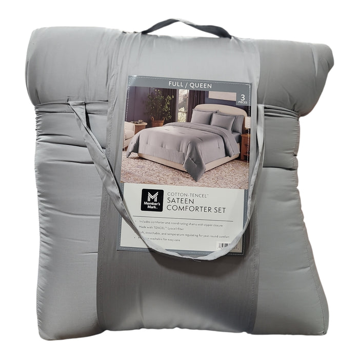 Member’s Mark 3-Piece Cotton-Tencel Sateen Comforter Set, Full/Queen