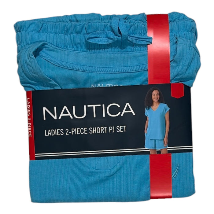 Nautica Women's Relaxed Fit 2-Piece Short Sleeve Top and Shorts Pajama Set