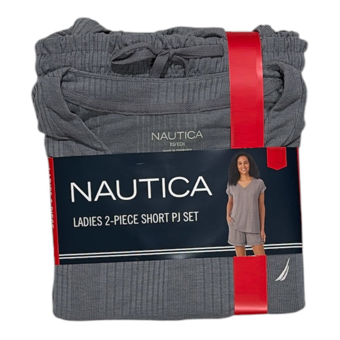 Nautica Women's Relaxed Fit 2-Piece Short Sleeve Top and Shorts Pajama Set