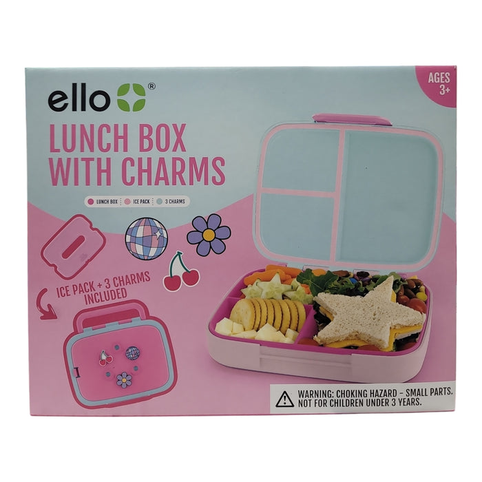 Ello Benni Kids Bento Lunch Box with Carry Handle, Ice Pack & 3 Charms