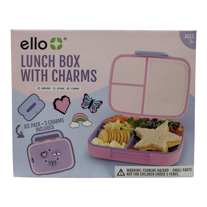 Ello Benni Kids Bento Lunch Box with Carry Handle, Ice Pack & 3 Charms