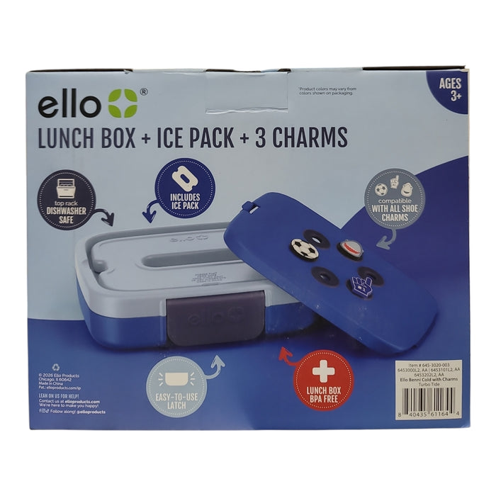 Ello Benni Kids Bento Lunch Box with Carry Handle, Ice Pack & 3 Charms