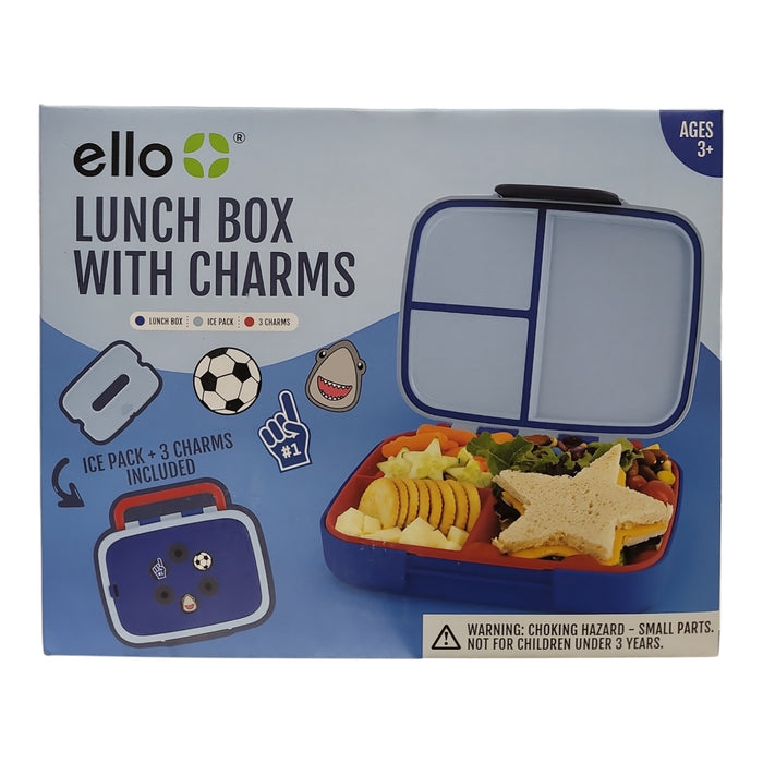 Ello Benni Kids Bento Lunch Box with Carry Handle, Ice Pack & 3 Charms