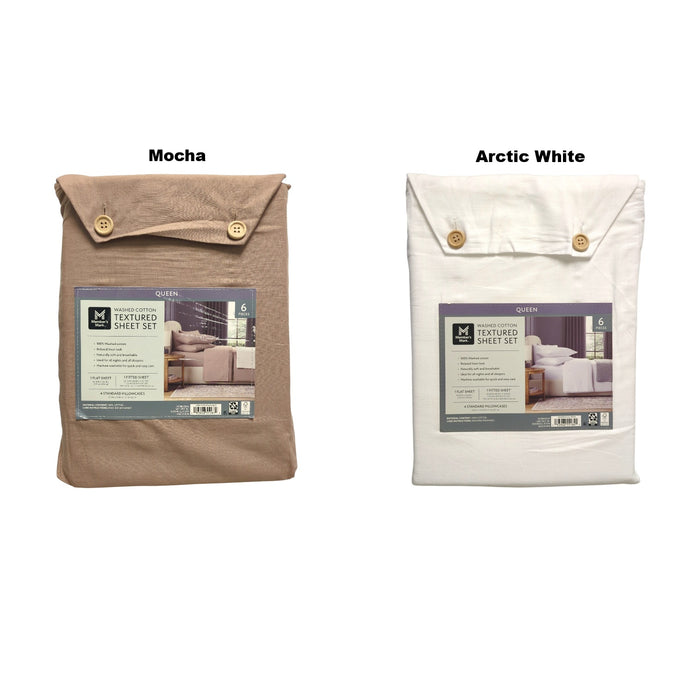 Member's Mark Washed Cotton Textured Sheet Set, Queen