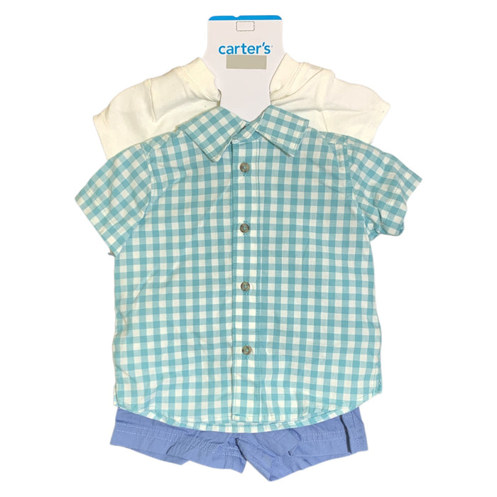 Carter's Baby Boy Short Sleeve 3-Piece Outfit Set - Shirt, Shorts & Bodysuit