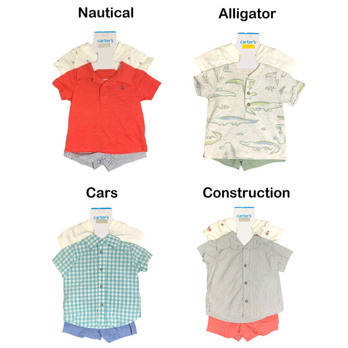 Carter's Baby Boy Short Sleeve 3-Piece Outfit Set - Shirt, Shorts & Bodysuit
