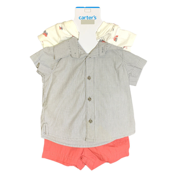 Carter's Baby Boy Short Sleeve 3-Piece Outfit Set - Shirt, Shorts & Bodysuit