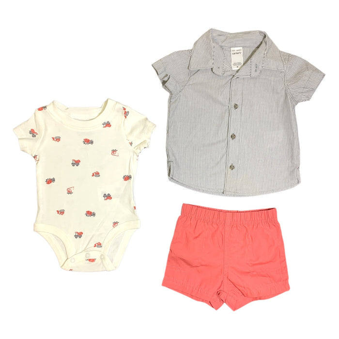 Carter's Baby Boy Short Sleeve 3-Piece Outfit Set - Shirt, Shorts & Bodysuit